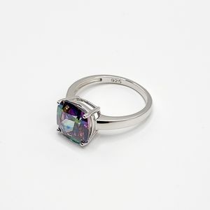 Cushion Cut Rainbow Topaz CZ Ring